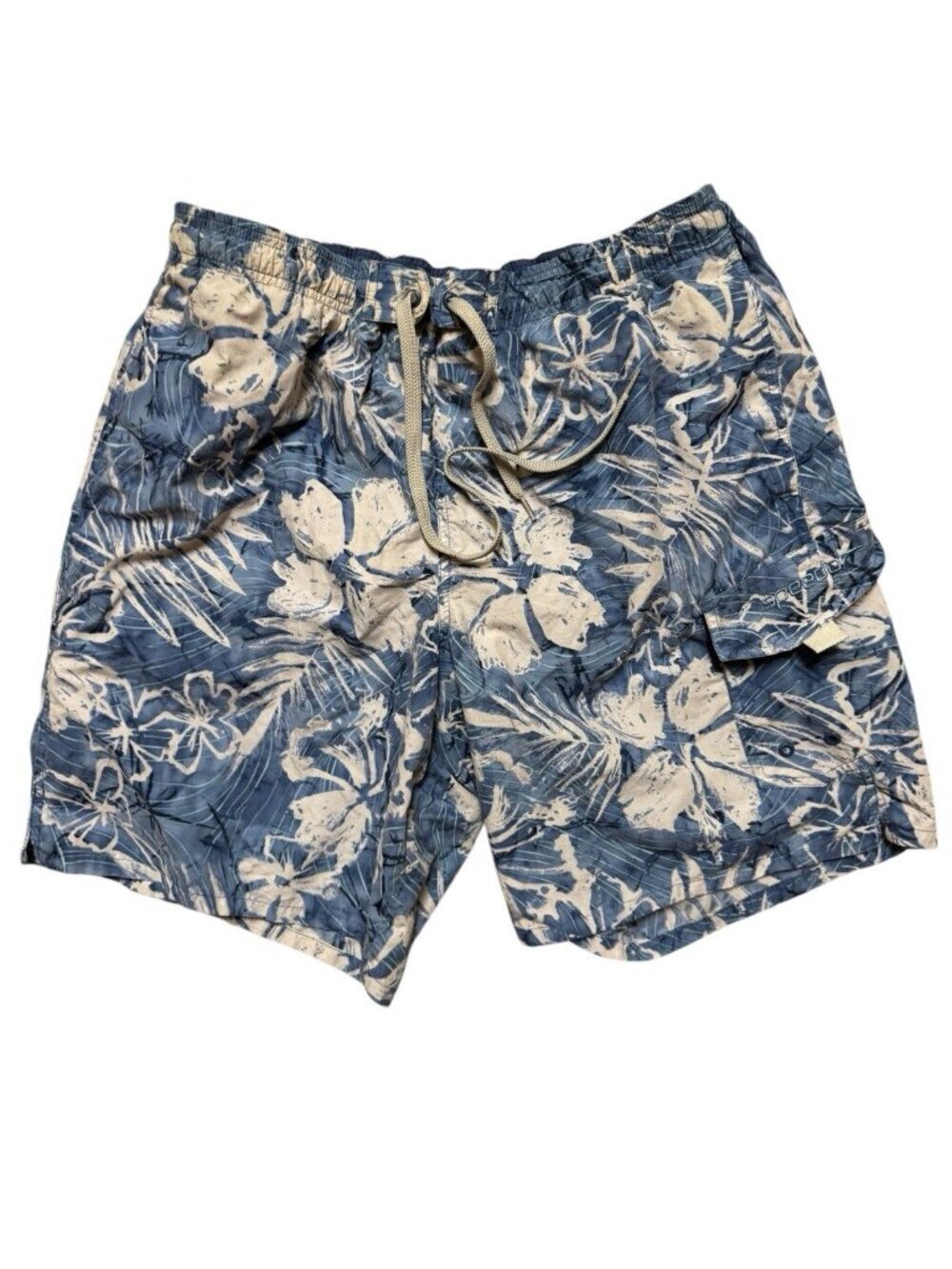 Speedo Swim Trunks Mens M Blue Floral Board Shorts 8” Inseam Lined
